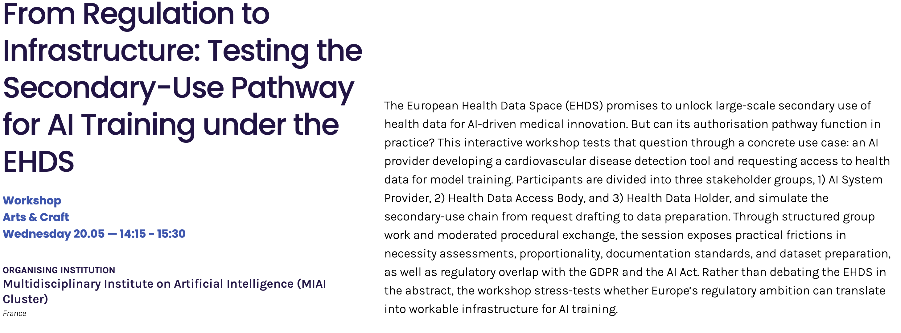 CPDP 2026 - Workshop program